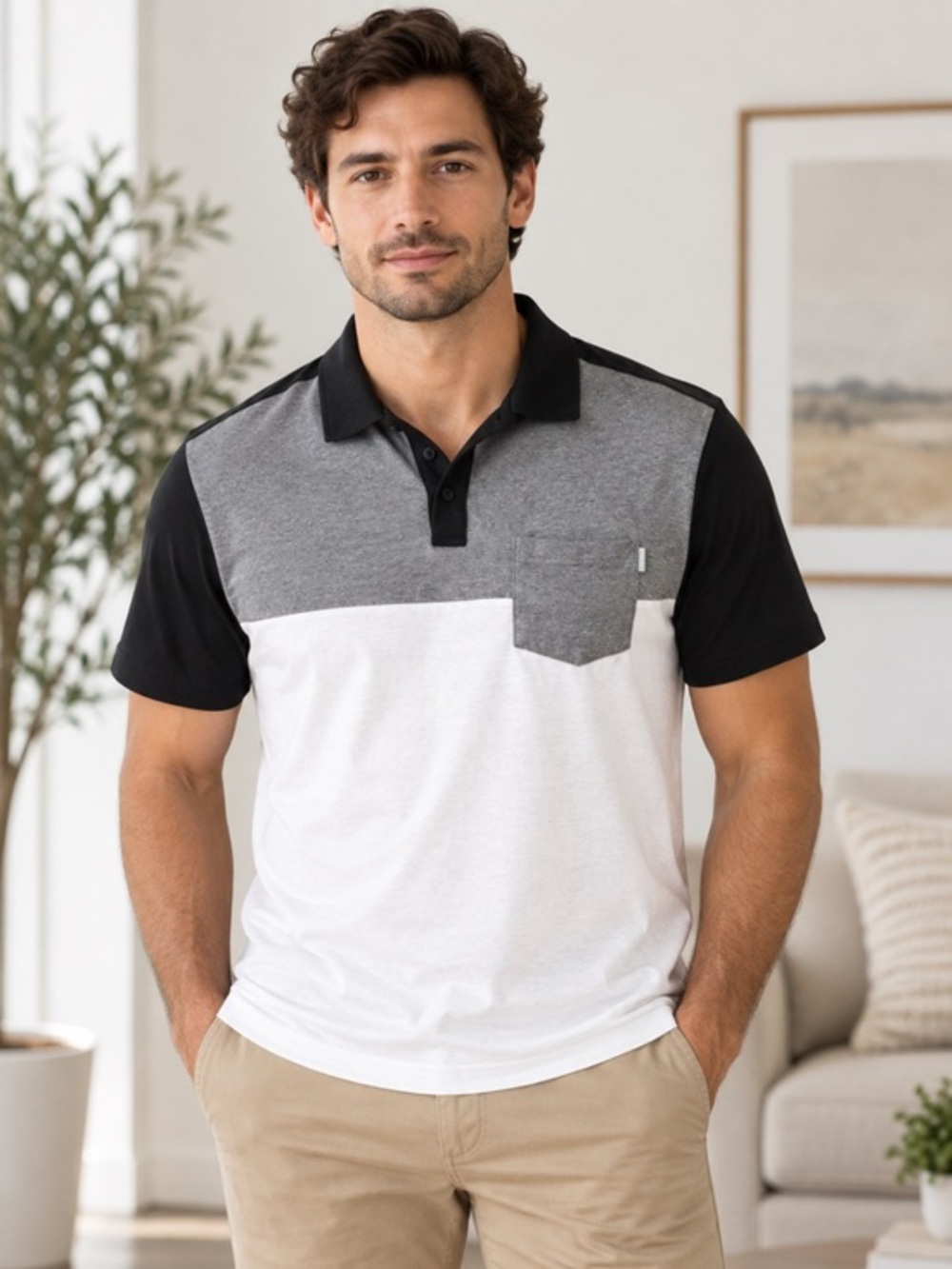 Calvin Klein Men’s Colorblock Cotton Polo Shirt Size Medium